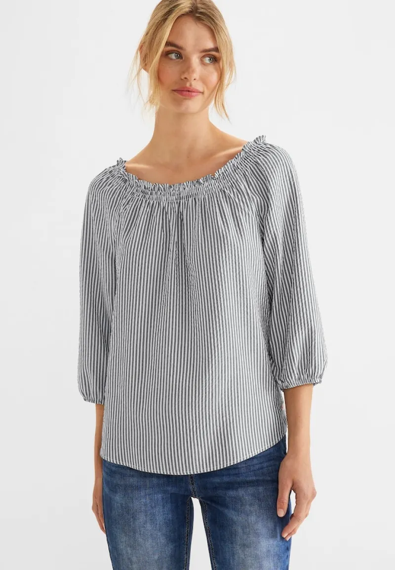 Street One Blusen*3/4 Arm Streifenbluse off white