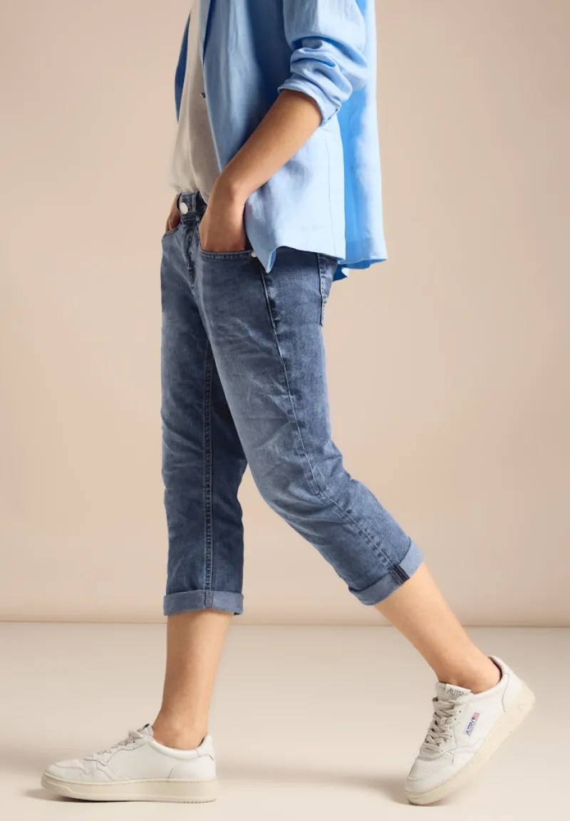 Street One Shorts*3/4 Jeans im Casual Fit mid blue random wash