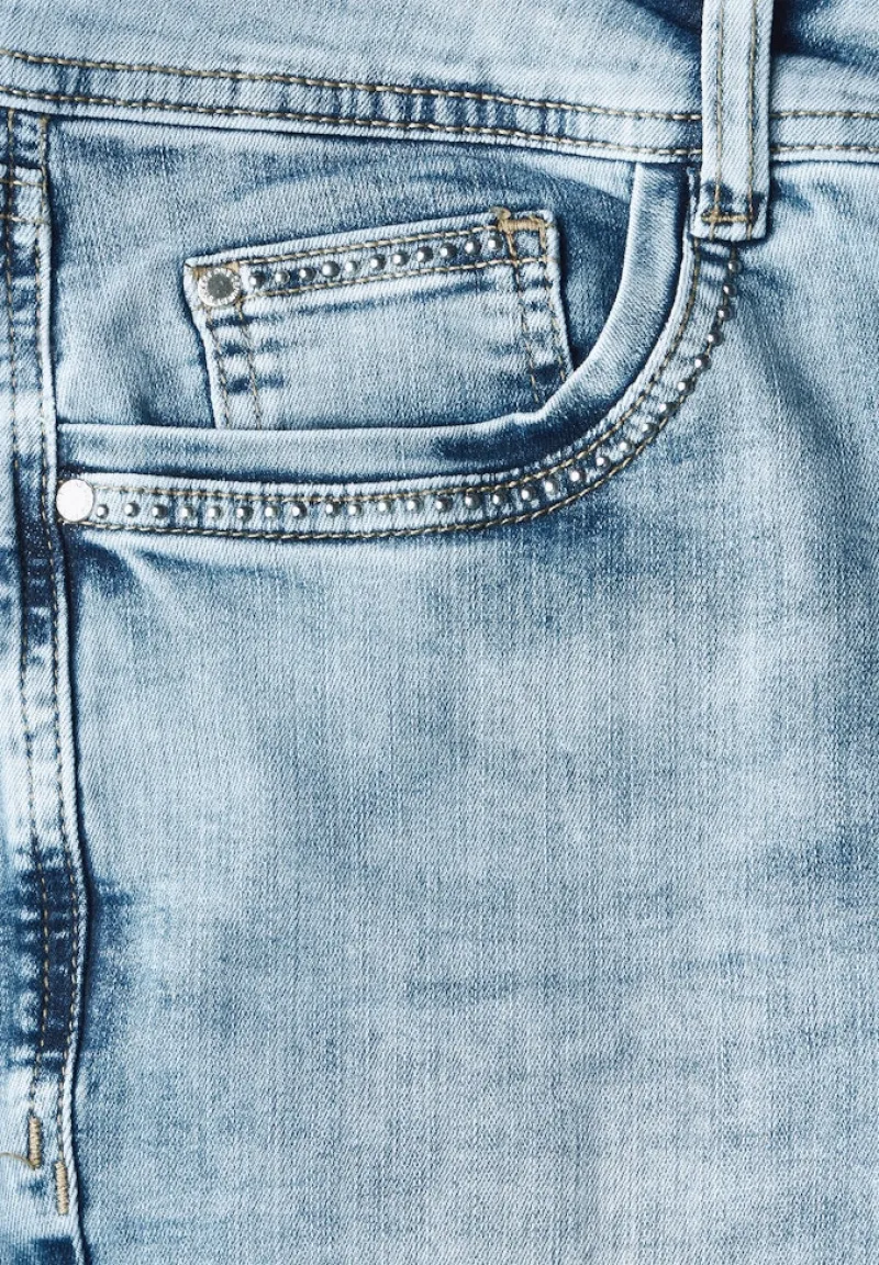Street One Shorts*3/4 Jeans mit Glitzer-Detail medium blue random acid