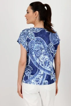 Monari Blusen*409756 navy blue gemustert