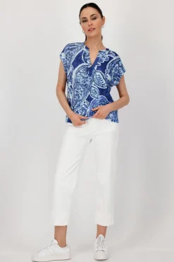 Monari Blusen*409756 navy blue gemustert