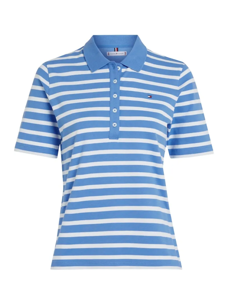 Tommy Hilfiger Shirts*1985 REG PIQUE STRIPE POLO SS breton ecru-blue spell