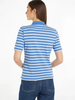 Tommy Hilfiger Shirts*1985 REG PIQUE STRIPE POLO SS breton ecru-blue spell