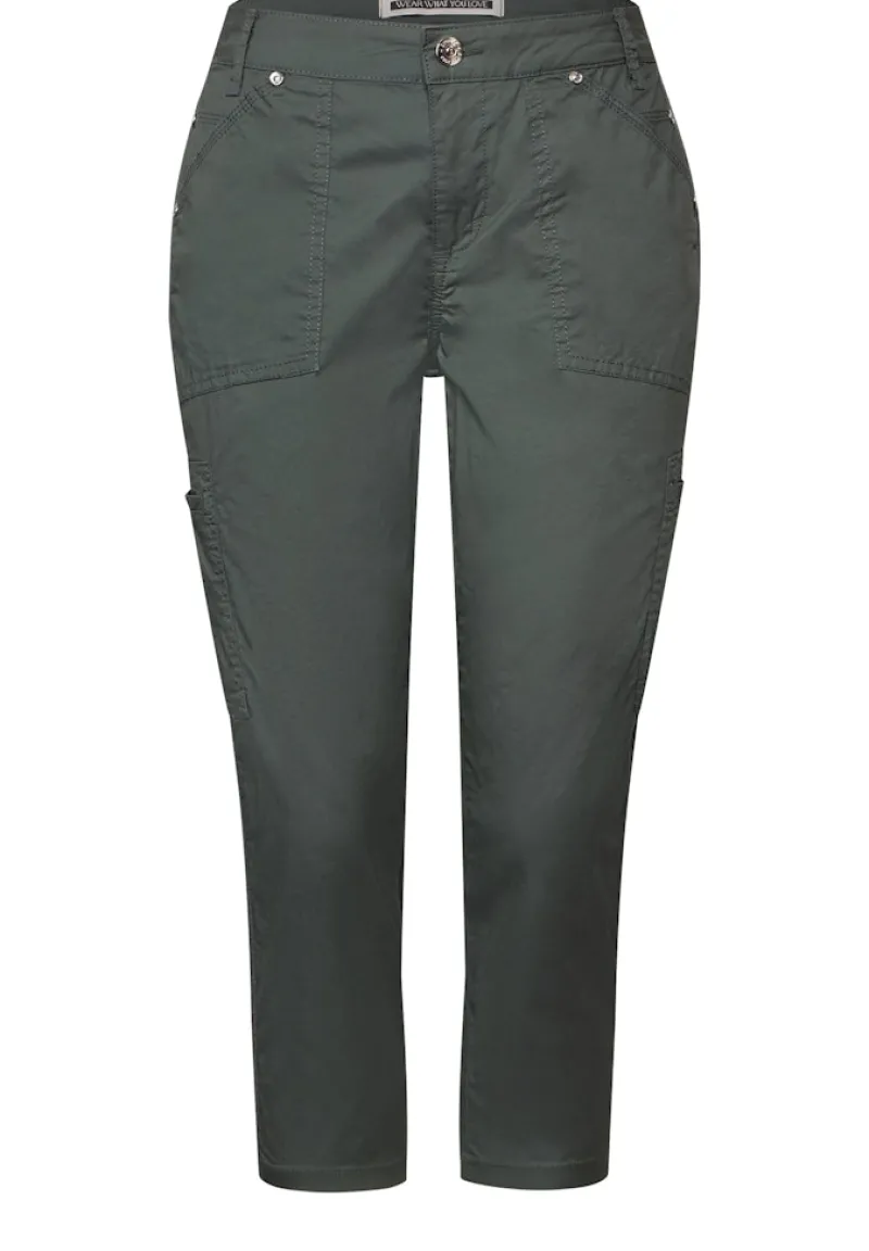 Street One Shorts*3/4 Satin Hose mit Taschen marshy green