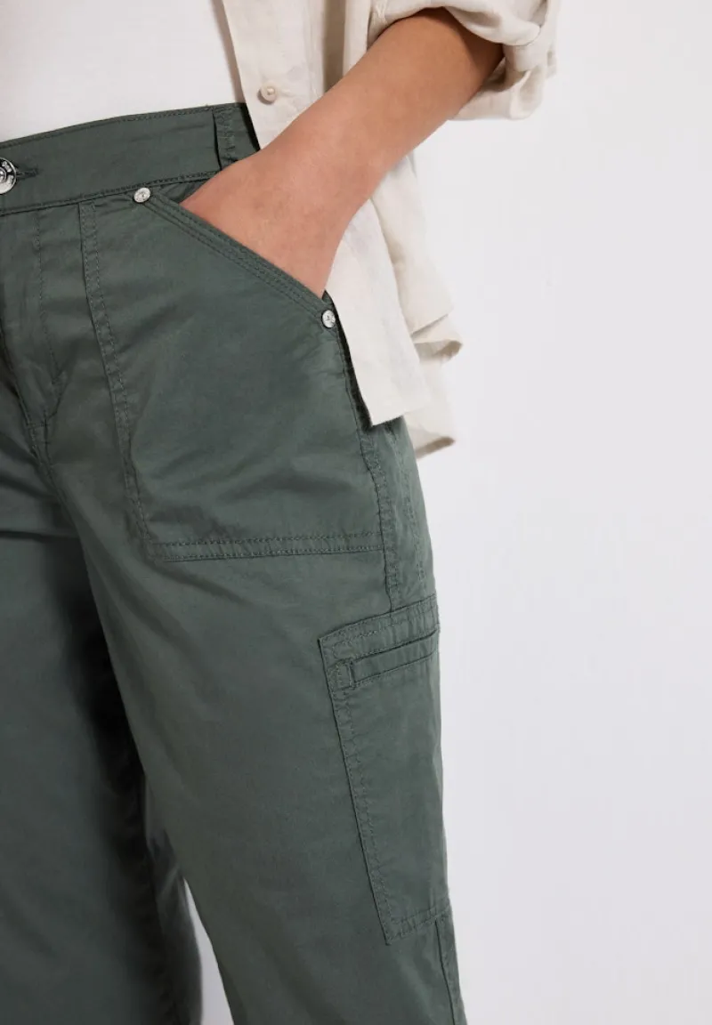 Street One Shorts*3/4 Satin Hose mit Taschen marshy green