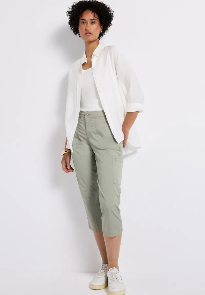 Street One Shorts*3/4 Satin Hose mit Taschen Pastel Green