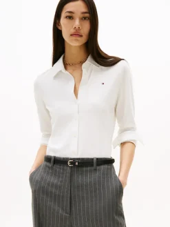 Tommy Hilfiger Blusen*1985 SLIM PIQUE BTN DOWN LS ecru