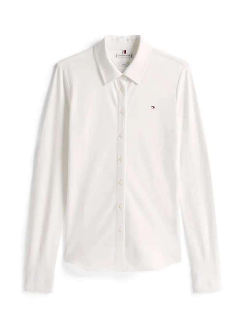 Tommy Hilfiger Blusen*1985 SLIM PIQUE BTN DOWN LS ecru