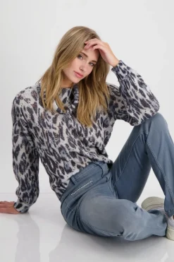 Monari Pullover & Sweatshirts*807448 smokey blue gemustert