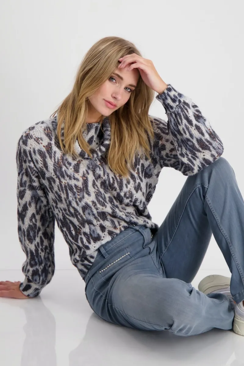 Monari Pullover & Sweatshirts*807448 smokey blue gemustert