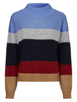 Tommy Hilfiger Pullover & Sweatshirts*ALPACA MOCK-NK SWEATER desert sky colorblock stp