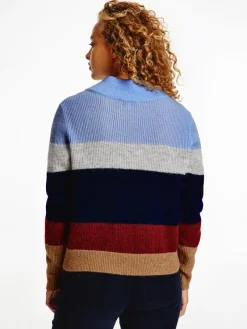 Tommy Hilfiger Pullover & Sweatshirts*ALPACA MOCK-NK SWEATER desert sky colorblock stp