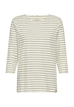 Camel Active Shirts*3/4-Arm T-Shirt mit Seitenschlitzen light khaki stripes