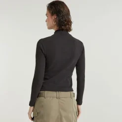 G-star Raw Shirts*Asymmetric zip cropped slim mock ls wmn dk black