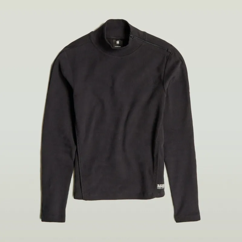 G-star Raw Shirts*Asymmetric zip cropped slim mock ls wmn dk black