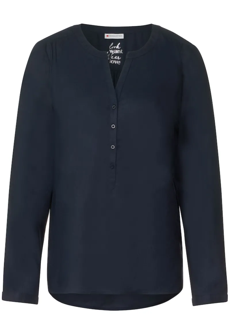Street One Blusen*Basic Bluse in Unifarbe dark blue
