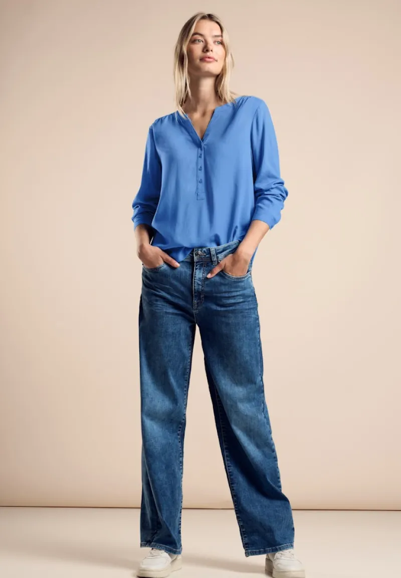 Street One Blusen*Basic Bluse in Unifarbe marina blue