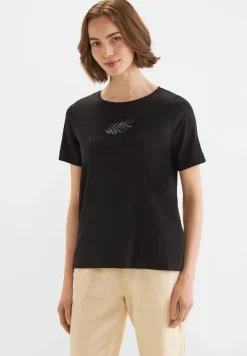 Street One Shirts*Basic Partprint T-Shirt Black