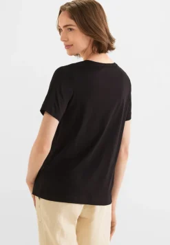 Street One Shirts*Basic Partprint T-Shirt Black