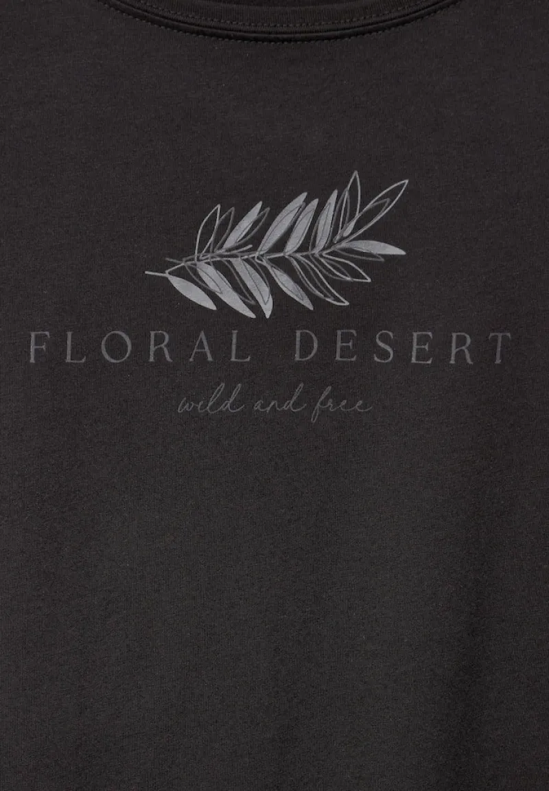 Street One Shirts*Basic Partprint T-Shirt Black