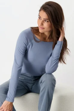 Monari Shirts*Basic Shirt mit Glanznaht smokey blue