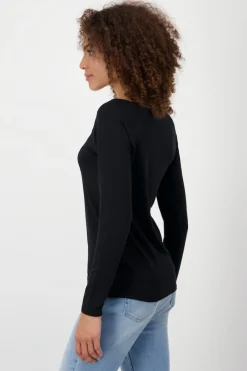 Monari Shirts*Basic Shirt mit Glanznaht Schwarz