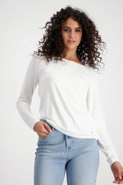 Monari Shirts*Basic Shirt mit Glanznaht off-white
