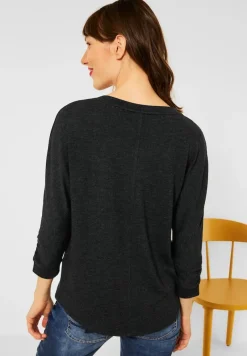 Street One Shirts*Basic Shirt mit Raffung anthracite melange