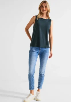 Street One Shirts*Basic Top in Unifarbe cool vintage green