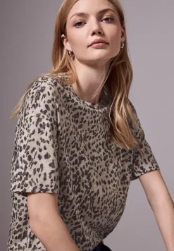 STREET ONE STUDIO Shirts*Basic T-Shirt mit Leo-Muster creamy brown