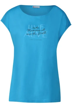 Street One Shirts*Basic T-Shirt mit Wording splash blue