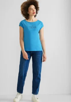 Street One Shirts*Basic T-Shirt mit Wording splash blue