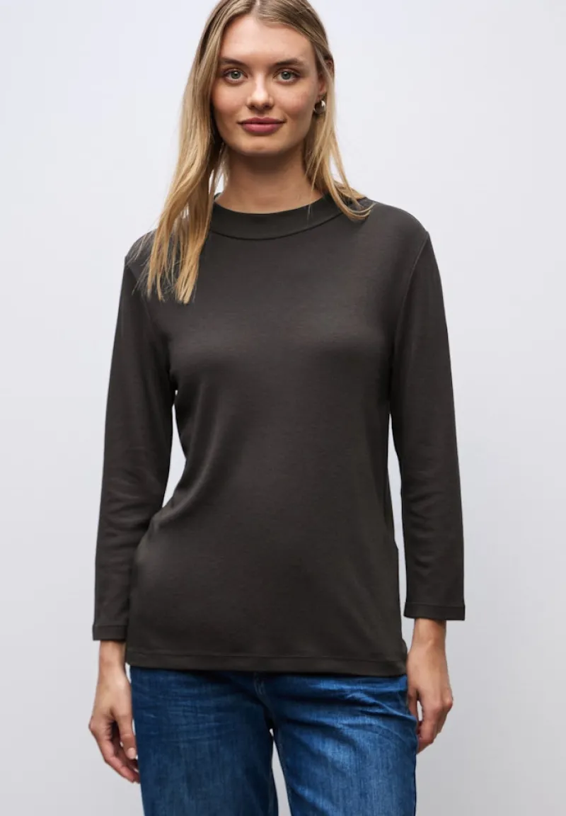 Street One Shirts*Basic Turtleneck Shirt darkest brown