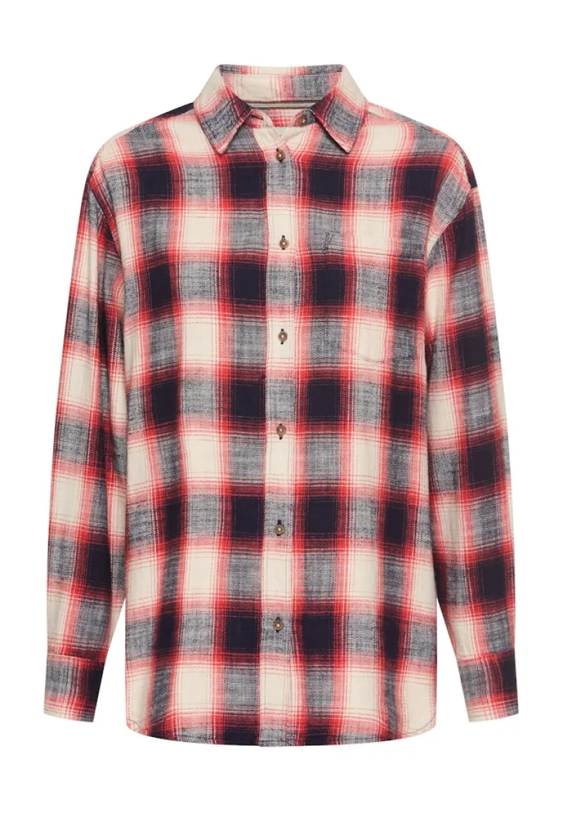 Camel Active Blusen*Baumwollbluse mit Brusttasche flame check