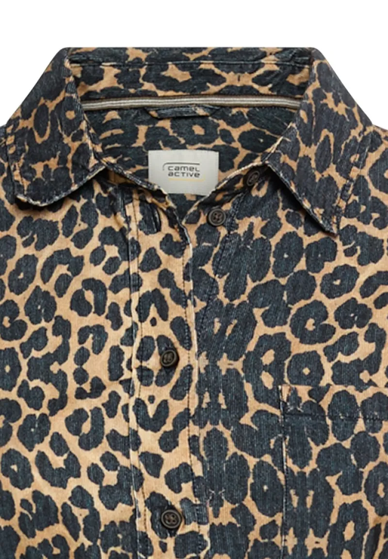 Camel Active Kleider*Baumwollkleid mit Bindegürtel leo aop