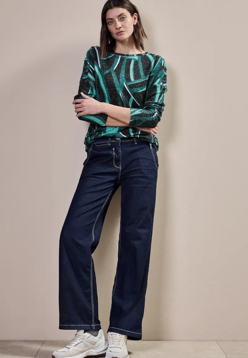 Cecil Shirts*Bedrucktes Langarmshirt black melange