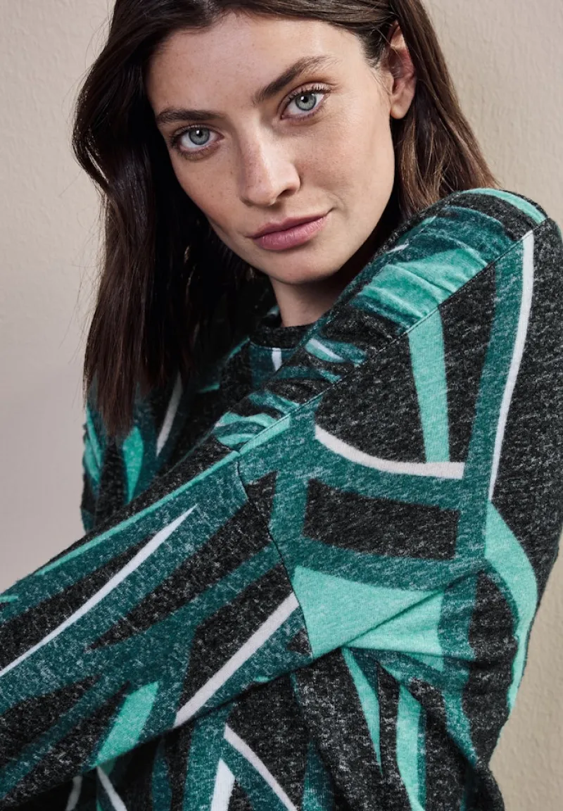 Cecil Shirts*Bedrucktes Langarmshirt black melange