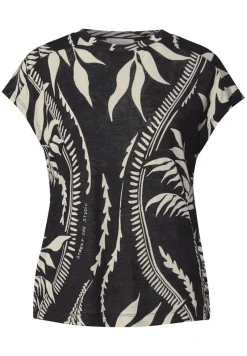 STREET ONE STUDIO Shirts*Bedrucktes Leinen-Look Shirt Black