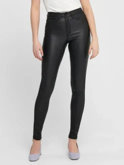 Only Hosen*Beschichete Skinny Jeans Black