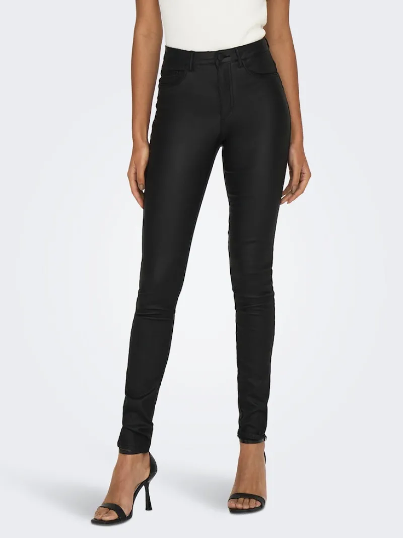 Only Hosen*Beschichete Skinny Jeans Black