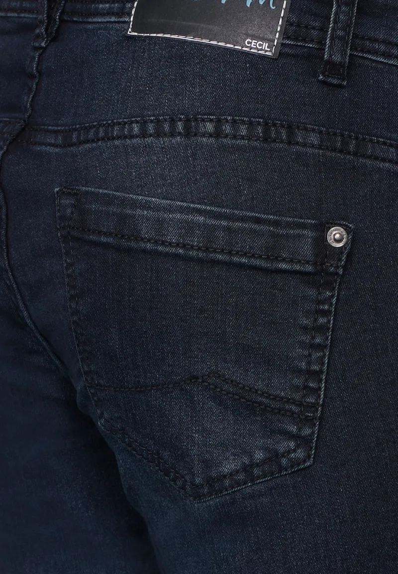 Cecil Jeans*Blaue Loose Fit Jeans blue black random wash