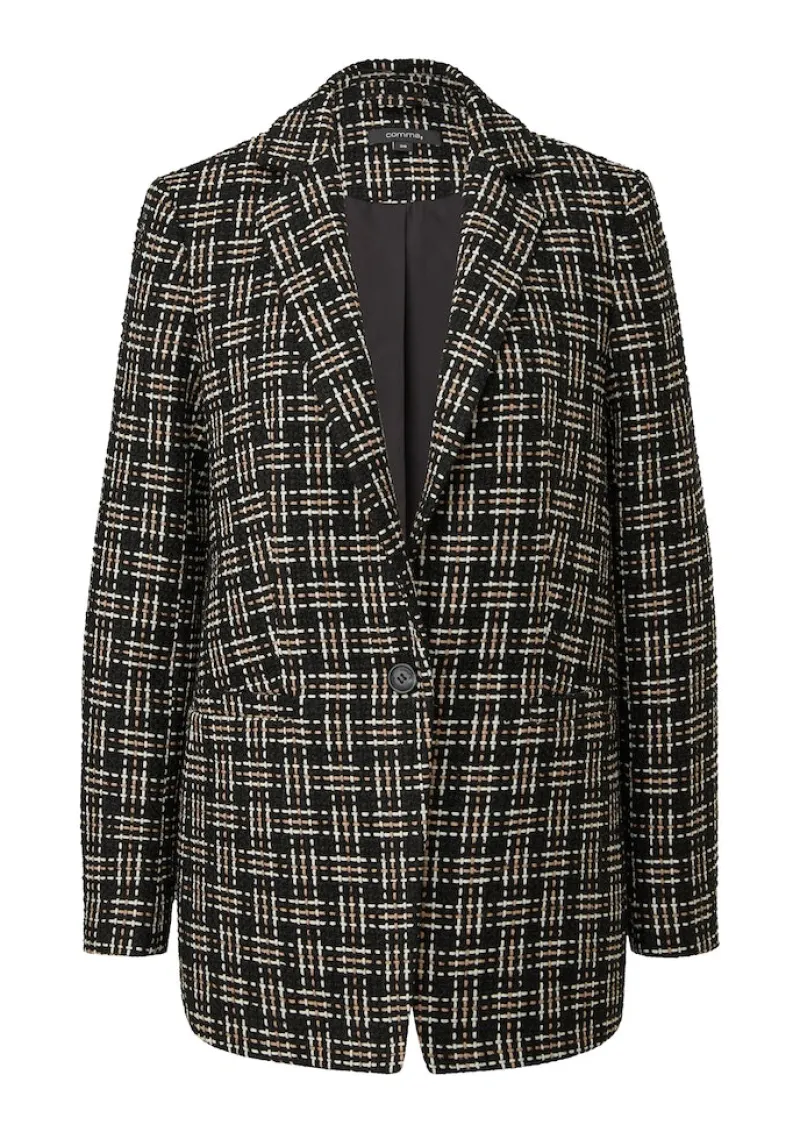 Comma Jacken*Blazer aus Multicolor-Tweed Schwarz