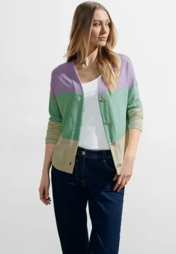 Cecil Pullover & Sweatshirts*Blockstreifen Strickjacke celery green melange