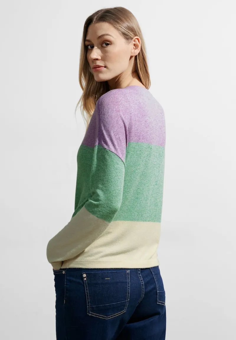 Cecil Pullover & Sweatshirts*Blockstreifen Strickjacke celery green melange