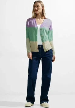 Cecil Pullover & Sweatshirts*Blockstreifen Strickjacke celery green melange