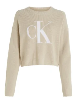 Calvin Klein Jeans Pullover & Sweatshirts*BLOWN UP CK LOOSE SWEATER classic beige