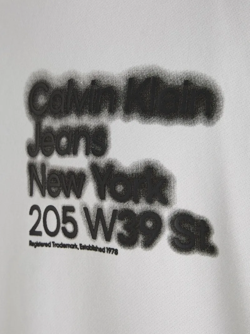 Calvin Klein Jeans Pullover & Sweatshirts|Big Boys*BLURRED ADDRESS LOGO CREW NECK ghost grey