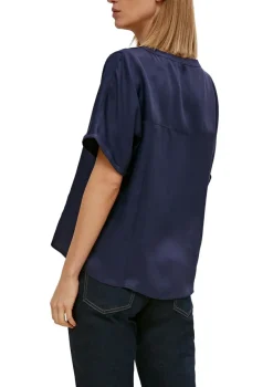 Comma Blusen*Bluse aus Lyocell-Viskose-Mix Blau