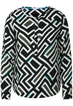 Cecil Blusen*Bluse mit Alloverprint Black
