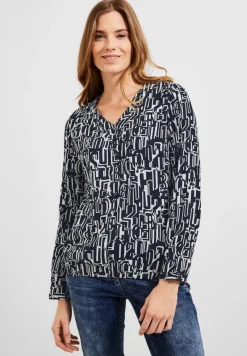 Cecil Blusen*Bluse mit Buchstabenprint deep blue